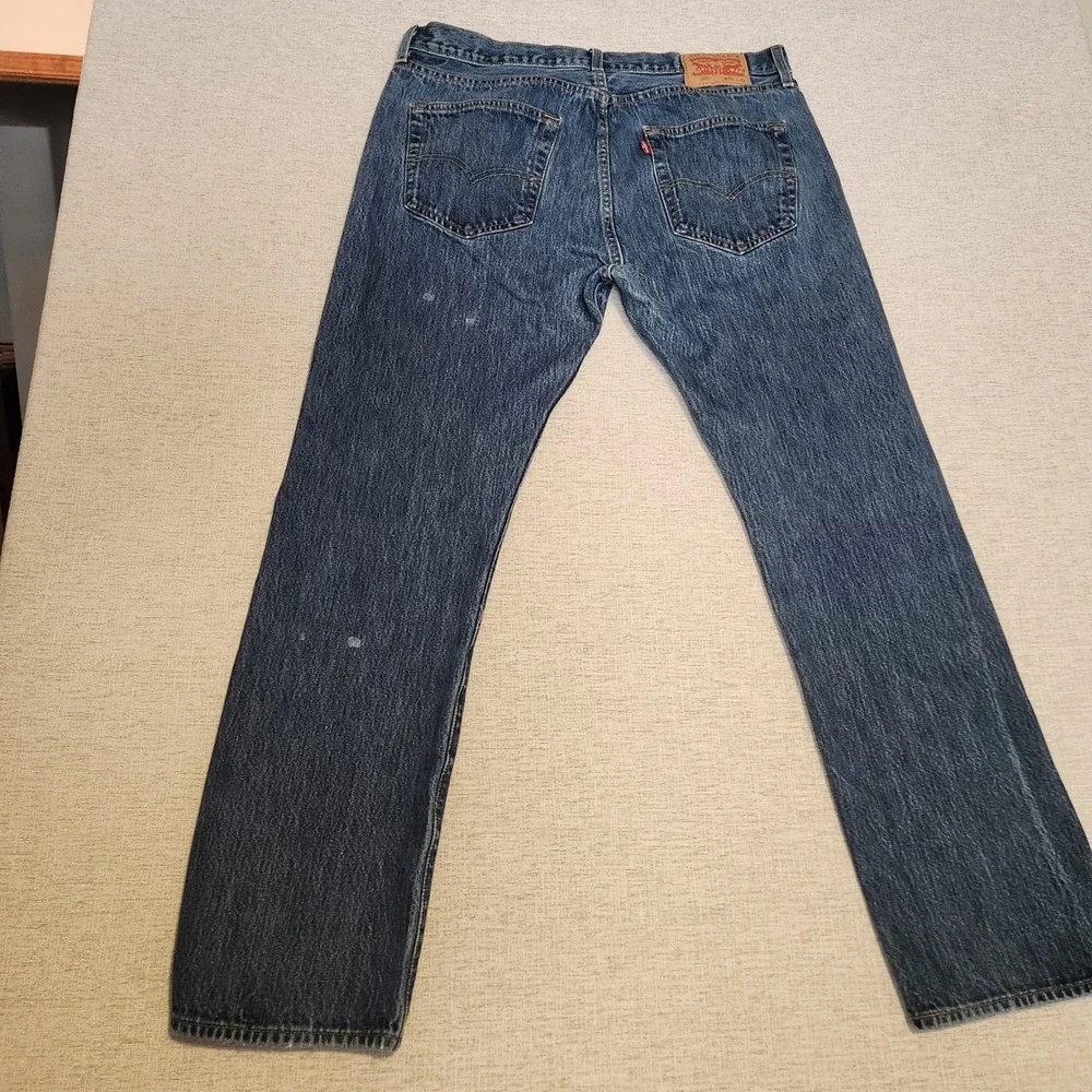 Levis 501 Original Fit Jeans Mens 36x32 Blue Straight Leg Button Fly 00501-0115